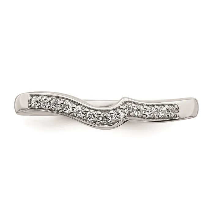 Goldia 012ct CZ Solid Real 14k White Gold Contoured Wedding Band Ring Rings