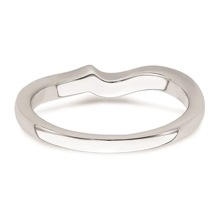 Goldia 012ct CZ Solid Real 14k White Gold Contoured Wedding Band Ring Rings
