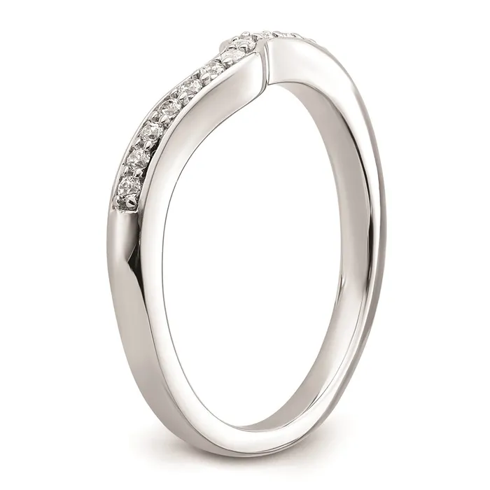 Goldia 012ct CZ Solid Real 14k White Gold Contoured Wedding Band Ring Rings