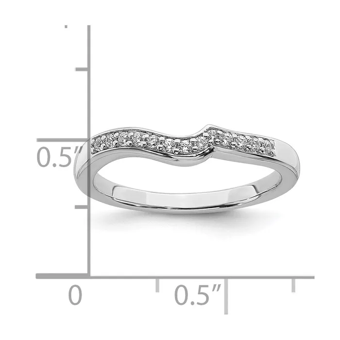 Goldia 012ct CZ Solid Real 14k White Gold Contoured Wedding Band Ring Rings
