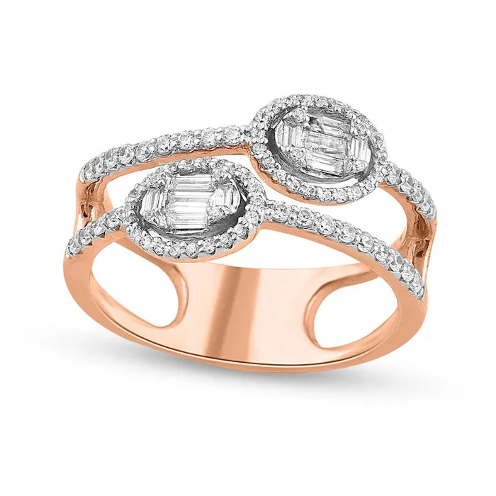 Goldia 050 CT TW Composite Double Oval Natural Diamond Frame Open Ring in Solid 10K Rose Gold Rings Goldia 050 CT TW Composite Double Oval Natural Diamond Frame Open Ring in Solid 10K Rose Gold Rings