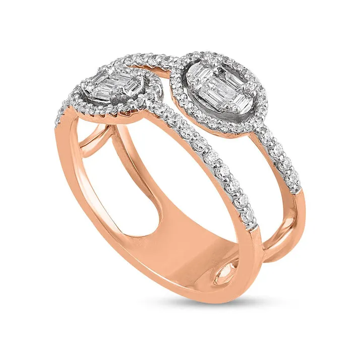 Goldia 050 CT TW Composite Double Oval Natural Diamond Frame Open Ring in Solid 10K Rose Gold Rings Goldia 050 CT TW Composite Double Oval Natural Diamond Frame Open Ring in Solid 10K Rose Gold Rings