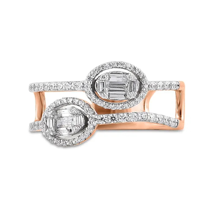 Goldia 050 CT TW Composite Double Oval Natural Diamond Frame Open Ring in Solid 10K Rose Gold Rings Goldia 050 CT TW Composite Double Oval Natural Diamond Frame Open Ring in Solid 10K Rose Gold Rings