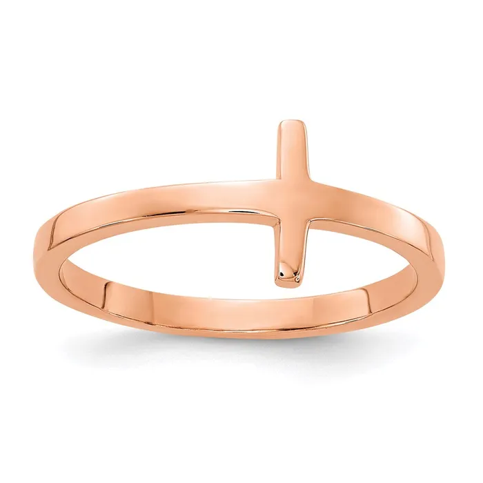 Goldia 14k Rose Gold Sideways Cross Ring Rings