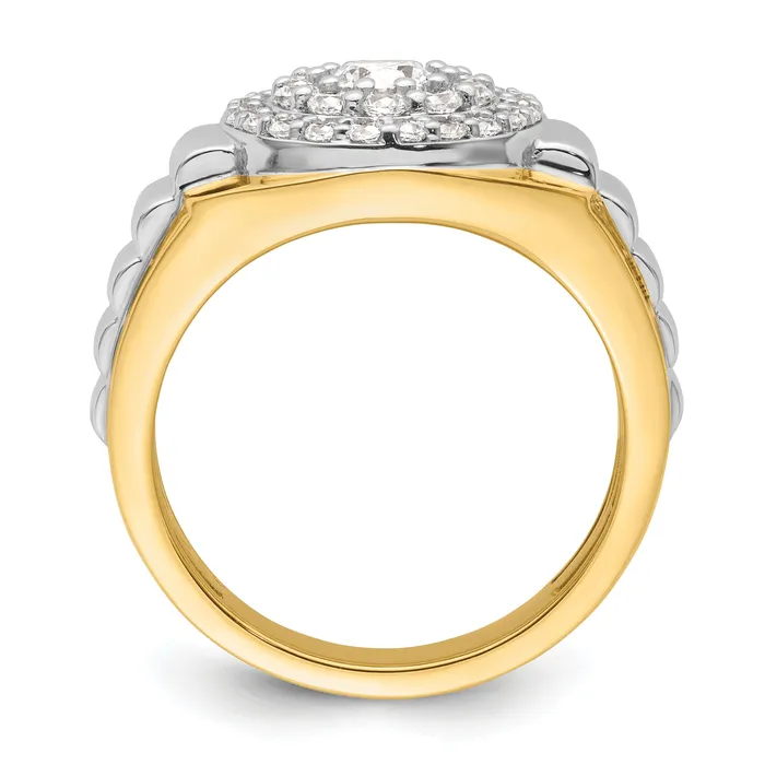 Goldia 14k TwoTone 1 14 Ct Lab Grown Diamond VSSI G Cluster Mens Ring Rings