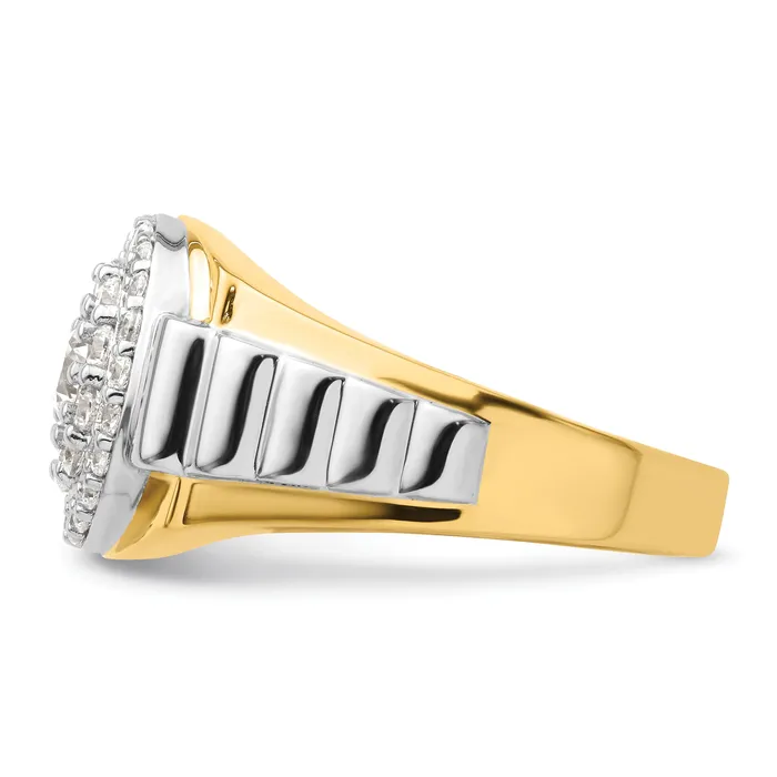 Goldia 14k TwoTone 1 14 Ct Lab Grown Diamond VSSI G Cluster Mens Ring Rings