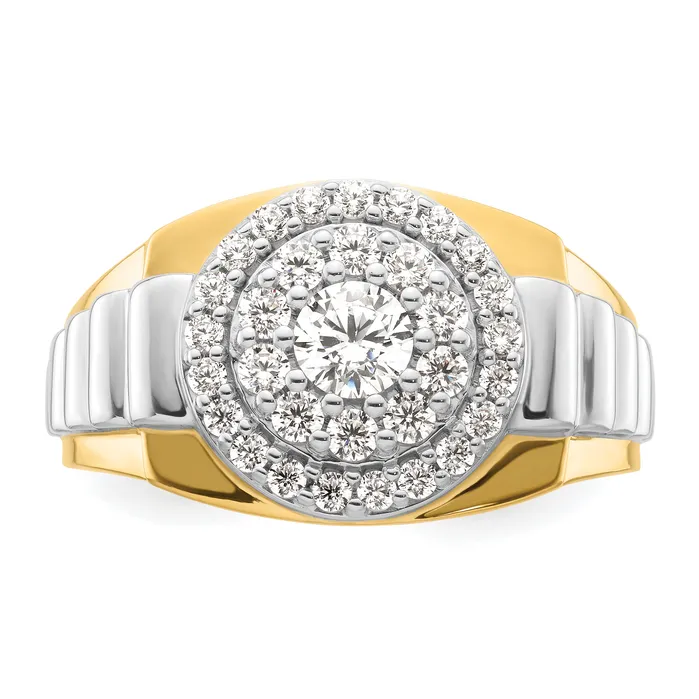 Goldia 14k TwoTone 1 14 Ct Lab Grown Diamond VSSI G Cluster Mens Ring Rings