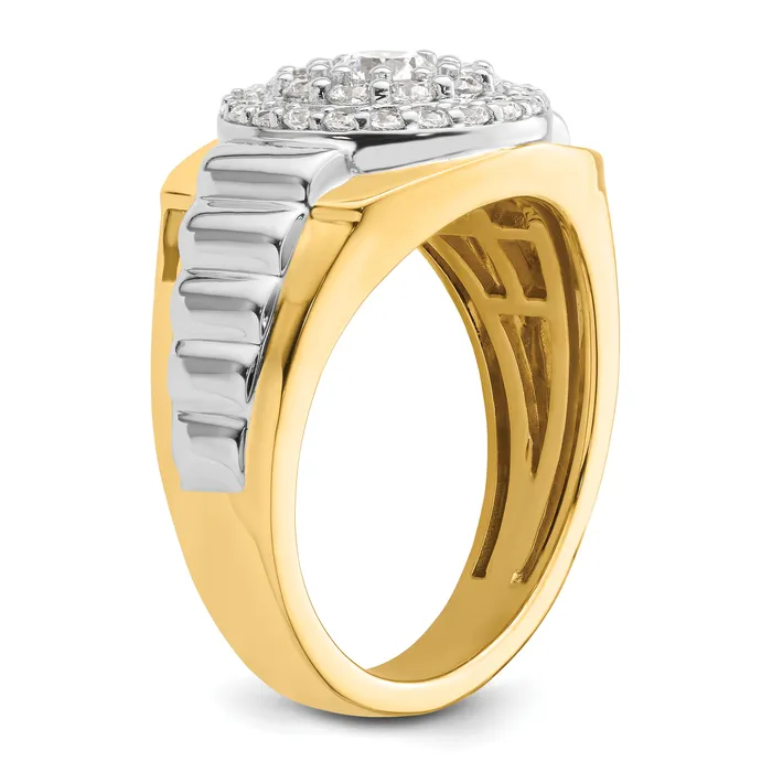 Goldia 14k TwoTone 1 14 Ct Lab Grown Diamond VSSI G Cluster Mens Ring Rings