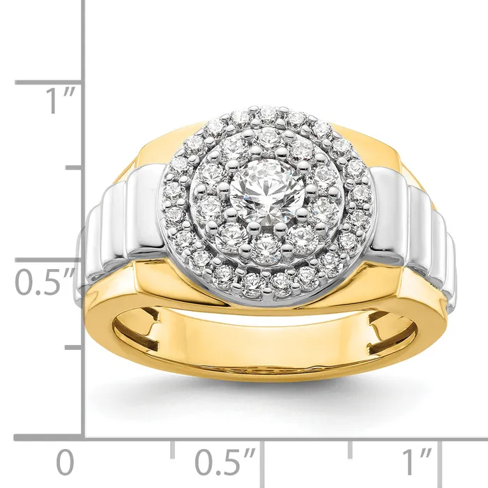 Goldia 14k TwoTone 1 14 Ct Lab Grown Diamond VSSI G Cluster Mens Ring Rings
