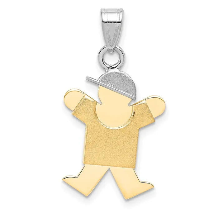 Goldia 14k Twotone Gold Twotone Gold Small Boy with Hat on Right Engravable Charm Rings Goldia 14k Twotone Gold Twotone Gold Small Boy with Hat on Right Engravable Charm Rings