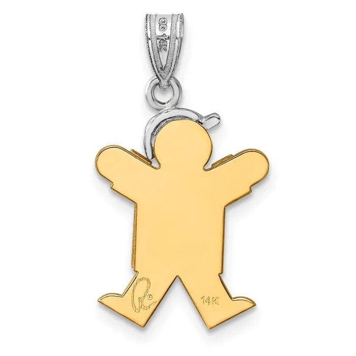 Goldia 14k Twotone Gold Twotone Gold Small Boy with Hat on Right Engravable Charm Rings