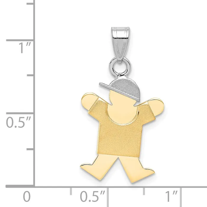 Goldia 14k Twotone Gold Twotone Gold Small Boy with Hat on Right Engravable Charm Rings