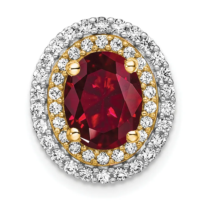 Goldia 14k Twotone Two Tone 15 Ct Lab Grown Diamond VSSI G and Lab Created Ruby Chain Slide Pendant Rings Goldia 14k Twotone Two Tone 15 Ct Lab Grown Diamond VSSI G and Lab Created Ruby Chain Slide Pendant Rings