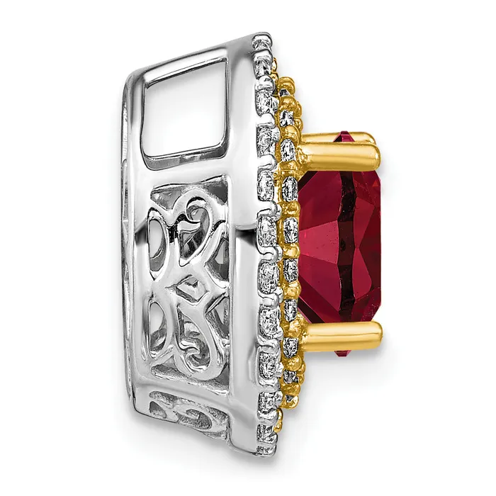 Goldia 14k Twotone Two Tone 15 Ct Lab Grown Diamond VSSI G and Lab Created Ruby Chain Slide Pendant Rings