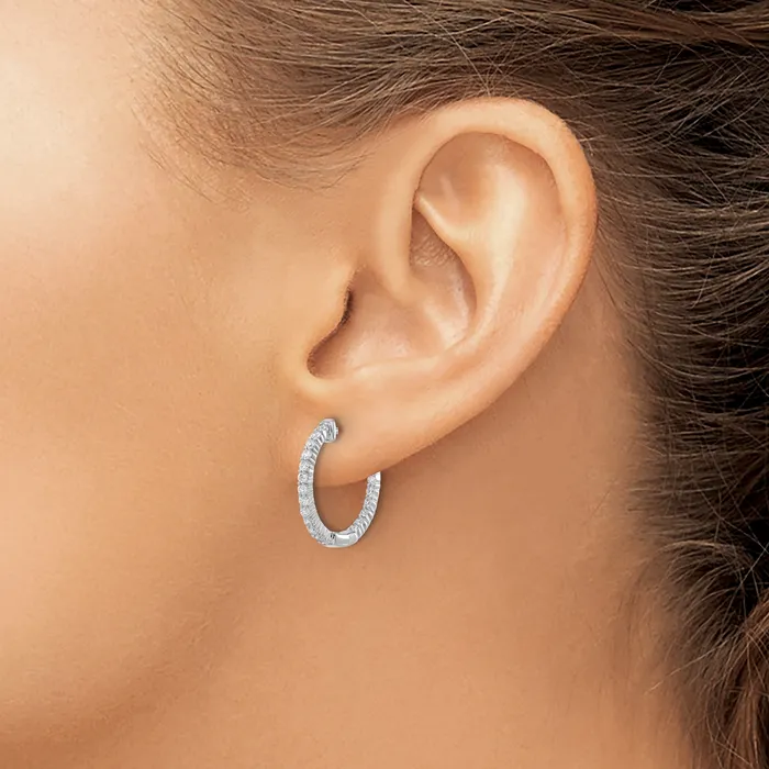 Goldia 14k White Gold 12 Ct Lab Grown Diamond VSSI G In and Out Hoop Earrings Earrings