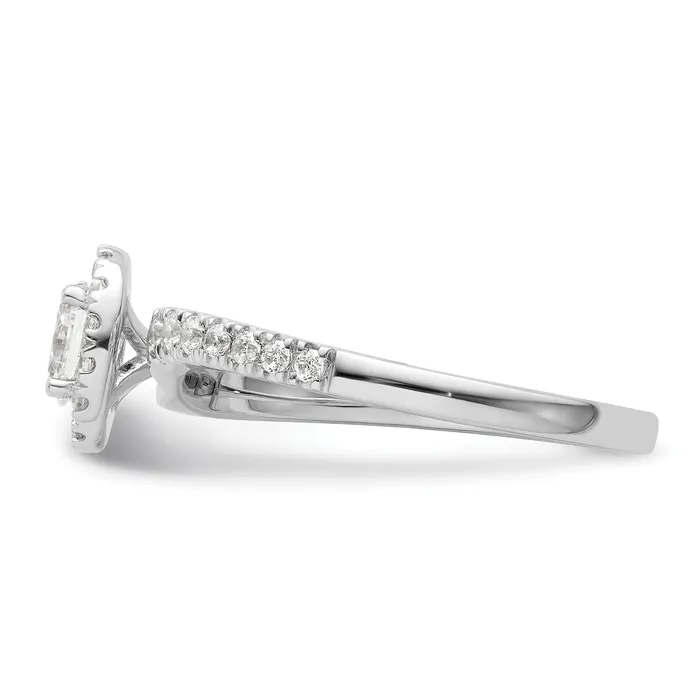 Goldia 14K White Gold Lab Grown VSSI G Diamond Two Promises Halo Engagement Ring Rings
