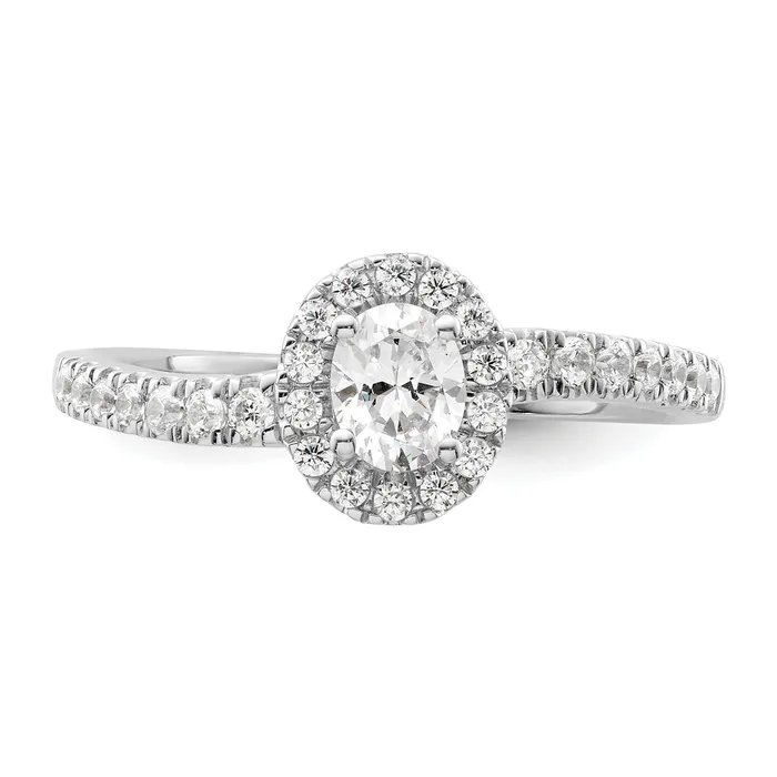 Goldia 14K White Gold Lab Grown VSSI G Diamond Two Promises Halo Engagement Ring Rings