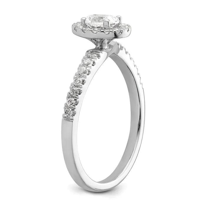 Goldia 14K White Gold Lab Grown VSSI G Diamond Two Promises Halo Engagement Ring Rings