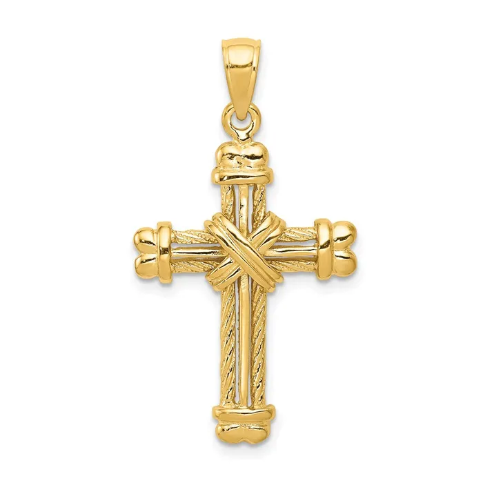 Goldia 14k Yellow Gold Gold Polished Textured Cross Pendant PreStyled Sets Goldia 14k Yellow Gold Gold Polished Textured Cross Pendant PreStyled Sets