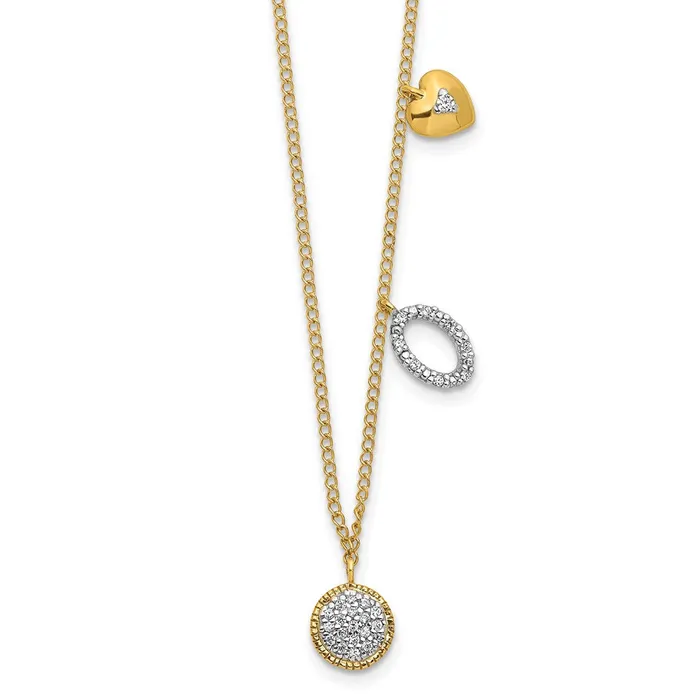Goldia 14K Yellow Gold Real Diamond Two Circle and Heart 165 inch Necklace Necklaces Goldia 14K Yellow Gold Real Diamond Two Circle and Heart 165 inch Necklace Necklaces