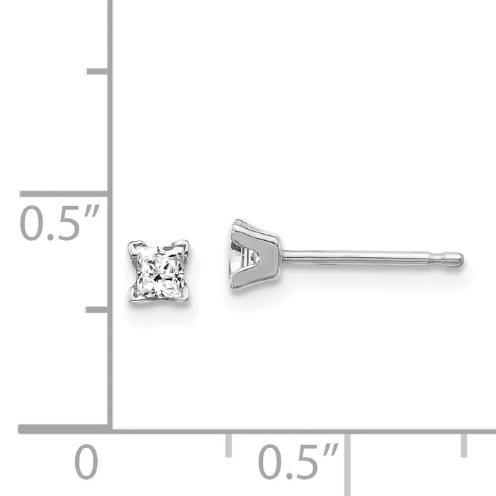 goldiaca 14k White Gold AA Quality Complete Princess Cut Diamond Earrings Earrings