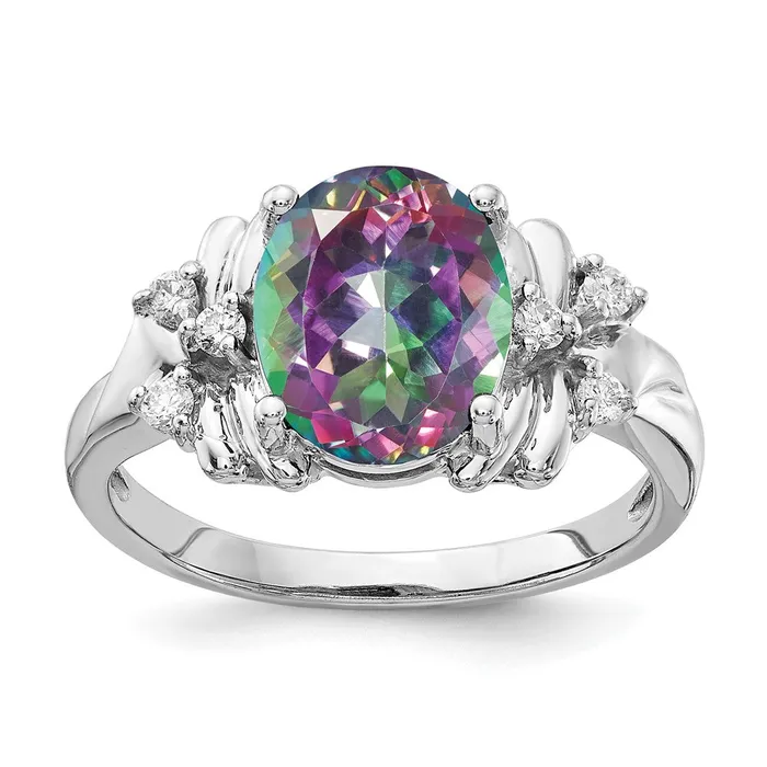 goldiaca Rings 14k White Gold 10x8mm Oval Fire Topaz AA Real Diamond ring goldiaca Rings 14k White Gold 10x8mm Oval Fire Topaz AA Real Diamond ring