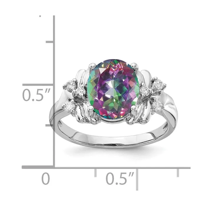 goldiaca Rings 14k White Gold 10x8mm Oval Fire Topaz AA Real Diamond ring