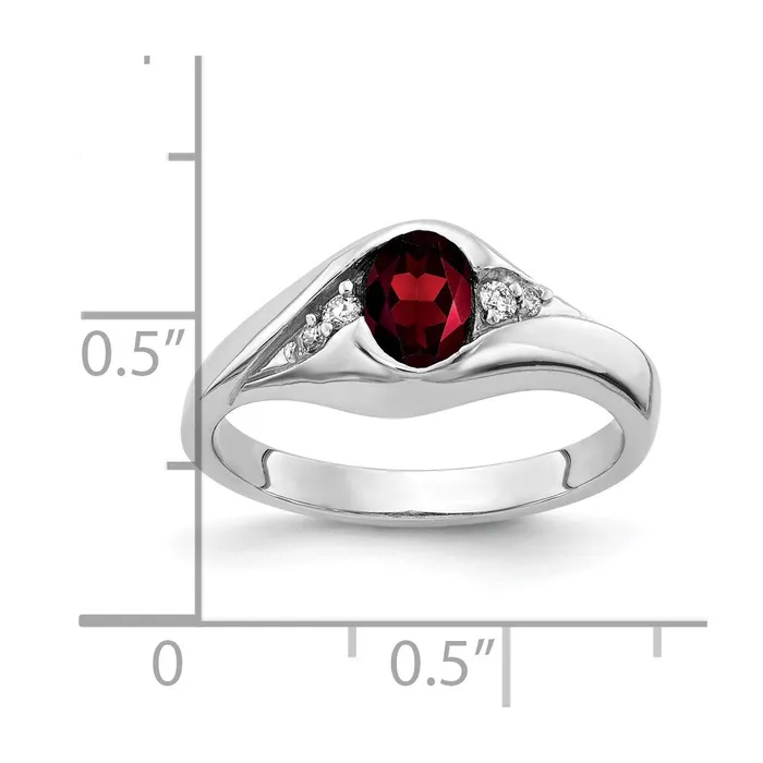 goldiaca Rings 14k White Gold 6x4mm Oval Garnet Checker AA Real Diamond ring