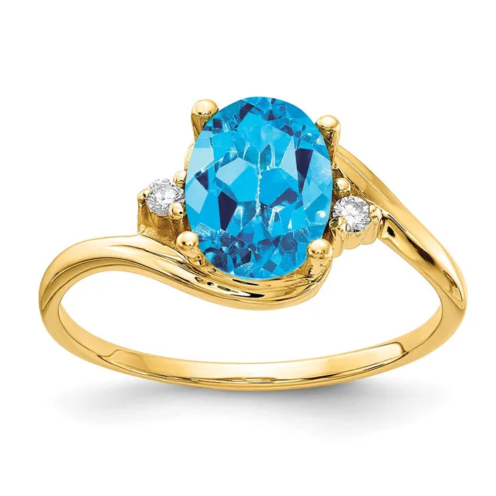 goldiaca Rings 14K Yellow Gold 8x6mm Oval Blue Topaz Checker AAA Real Diamond ring goldiaca Rings 14K Yellow Gold 8x6mm Oval Blue Topaz Checker AAA Real Diamond ring