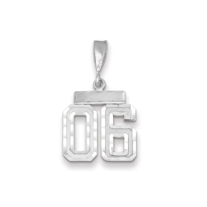 Goldia Charm Necklaces 14k White Gold Small Diamondcut Number 6 Charm