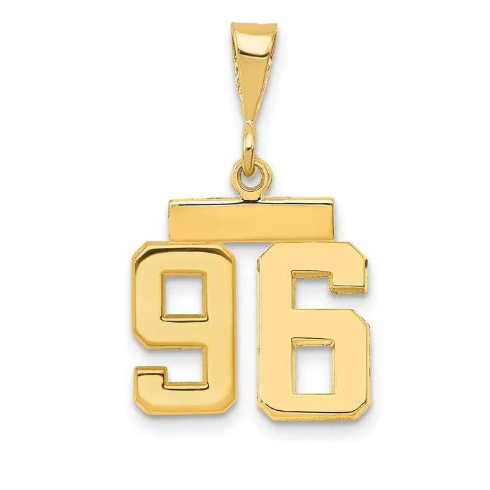 Goldia Charm Necklaces 14k Yellow Gold Small Polished Number 96 Charm