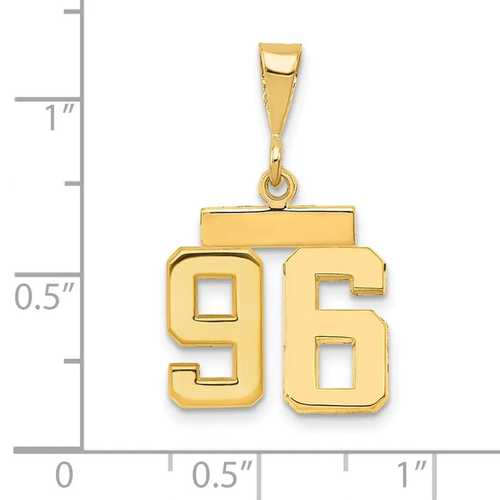 Goldia Charm Necklaces 14k Yellow Gold Small Polished Number 96 Charm