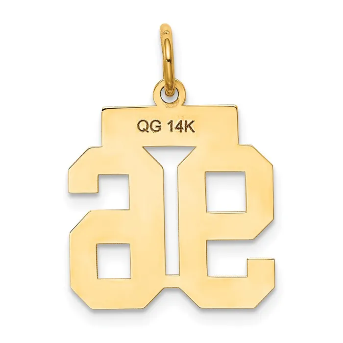 Goldia Charm Necklaces 14k Yellow Gold Small Polished Number 96 Charm