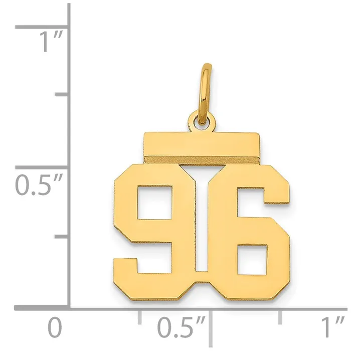Goldia Charm Necklaces 14k Yellow Gold Small Polished Number 96 Charm