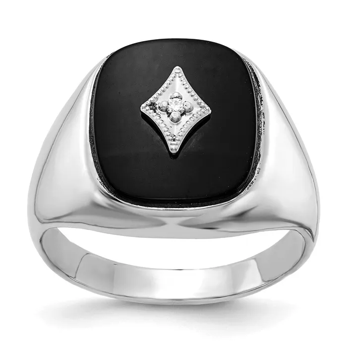 Goldiacom 14k White Gold AAA Real Diamond mens ring Rings