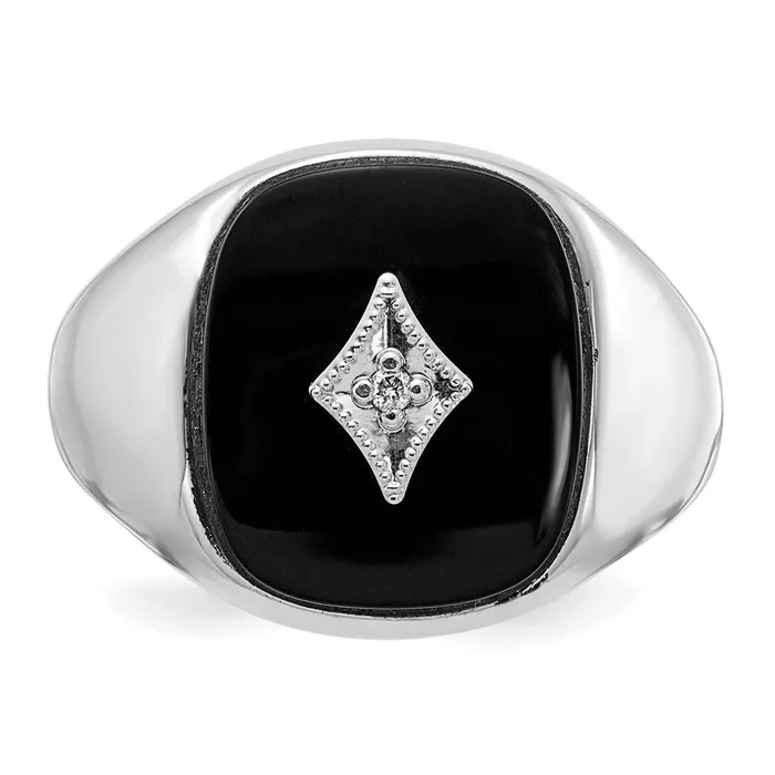 Goldiacom 14k White Gold AAA Real Diamond mens ring Rings