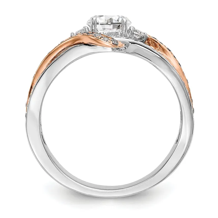 Goldiacom Rings 14k Two tone Diamond Round CZ By Pass Engagement Ring