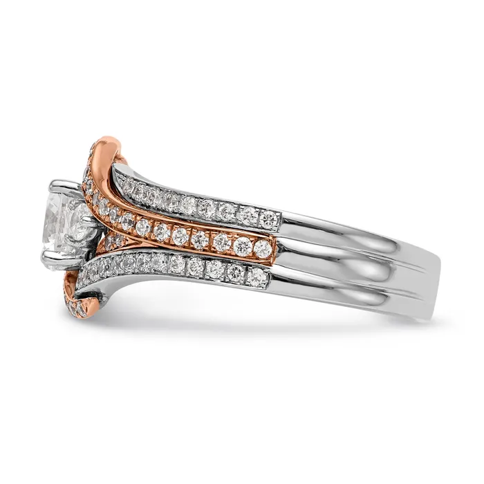 Goldiacom Rings 14k Two tone Diamond Round CZ By Pass Engagement Ring