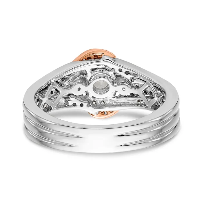 Goldiacom Rings 14k Two tone Diamond Round CZ By Pass Engagement Ring
