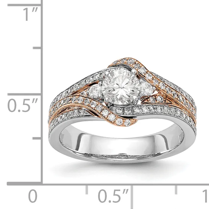 Goldiacom Rings 14k Two tone Diamond Round CZ By Pass Engagement Ring