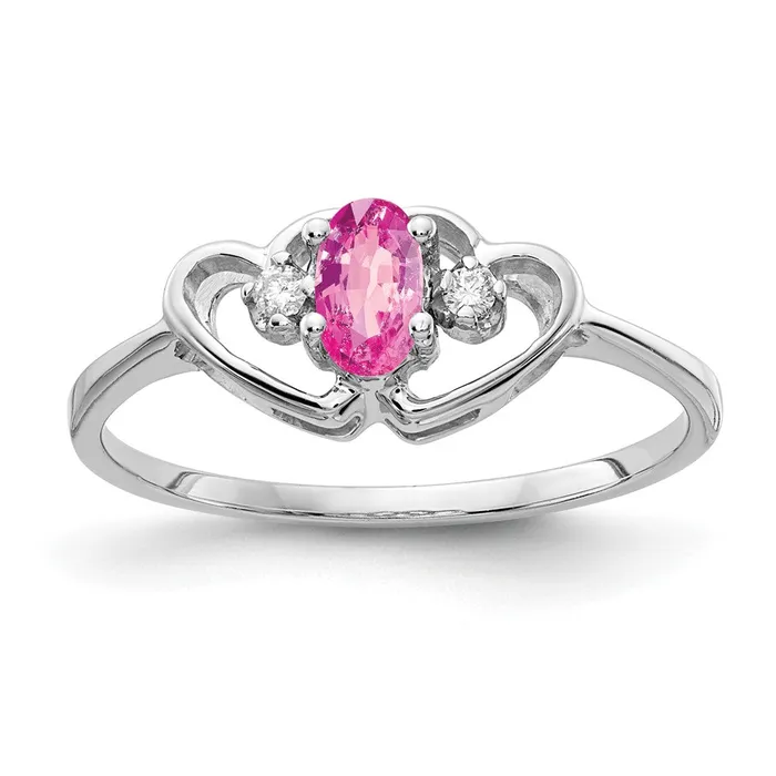 Goldiacom Rings 14k White Gold 5x3mm Oval Pink Sapphire AA Real Diamond ring Goldiacom Rings 14k White Gold 5x3mm Oval Pink Sapphire AA Real Diamond ring