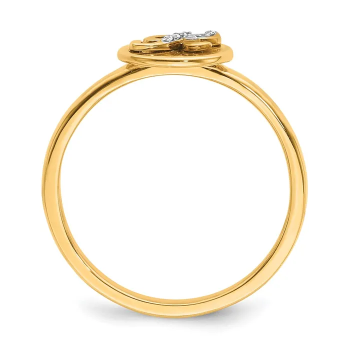 Goldiacom Rings 14k Yellow Gold Real Diamond Initial R Ring