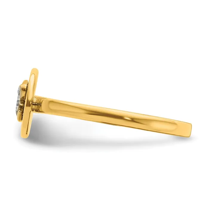 Goldiacom Rings 14k Yellow Gold Real Diamond Initial R Ring