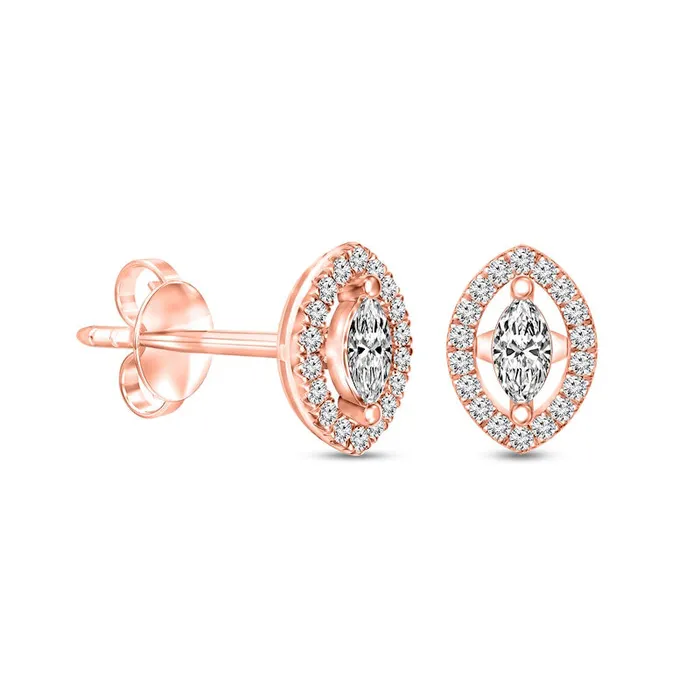 Goldia Earrings 025 CT TW Marquise Diamond Frame Stud Earrings in 10K Rose Gold Goldia Earrings 025 CT TW Marquise Diamond Frame Stud Earrings in 10K Rose Gold
