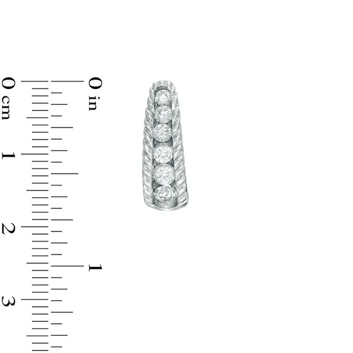 Goldia Earrings 1 CT TW Diamond Textured JHoop Earrings in 10K White Gold Goldia Earrings 1 CT TW Diamond Textured JHoop Earrings in 10K White Gold