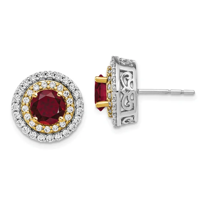 Goldia Earrings 14K TwoTone Lab Grown VSSI FGH Diamond Created Ruby Earrings Goldia Earrings 14K TwoTone Lab Grown VSSI FGH Diamond Created Ruby Earrings