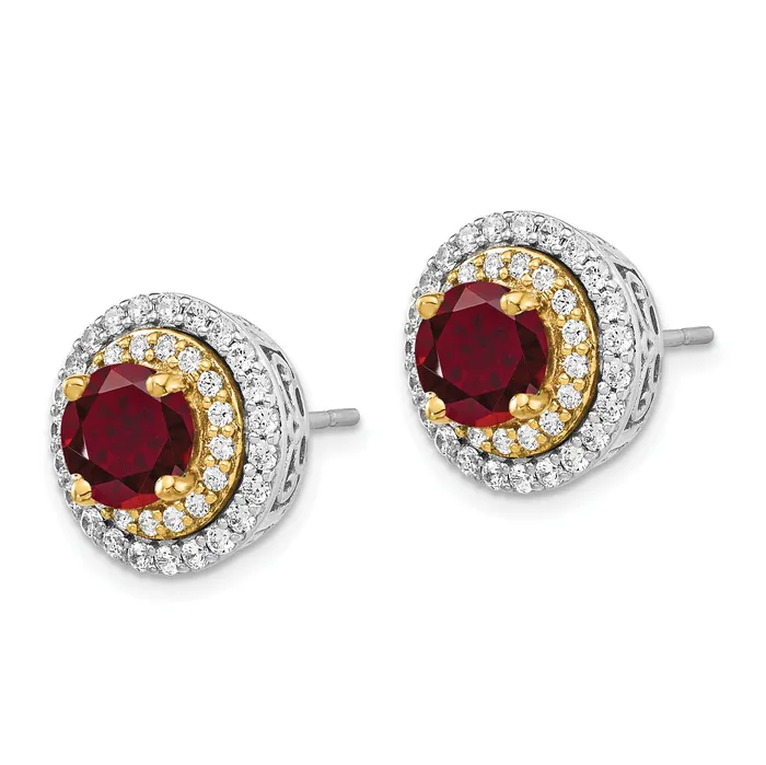 Goldia Earrings 14K TwoTone Lab Grown VSSI FGH Diamond Created Ruby Earrings