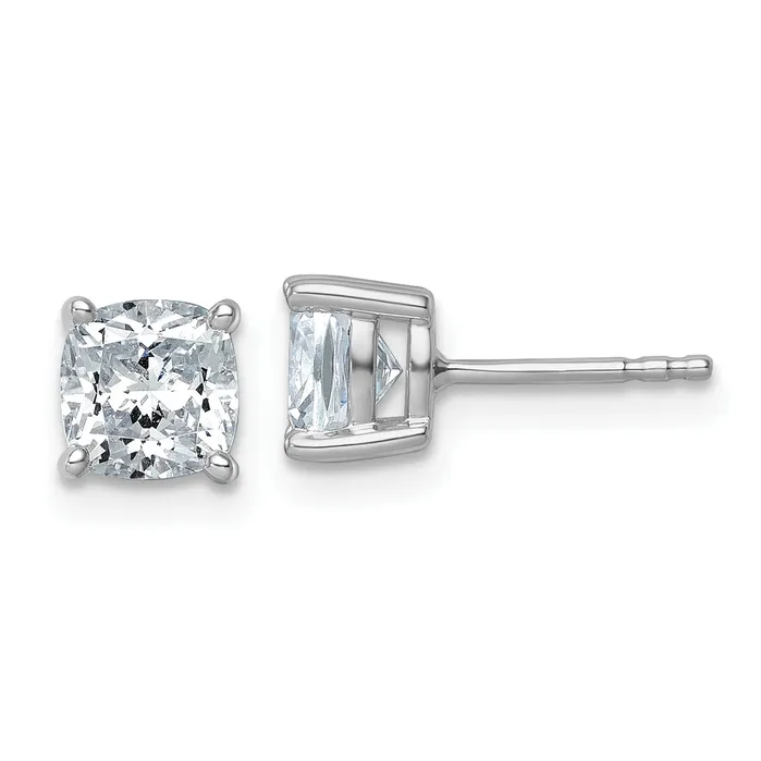Goldia Earrings 14k White Gold 2 ctw Lab Grown Diamond VSSI G Cushion 4 Prong Heavy Wt Stud Earrings Goldia Earrings 14k White Gold 2 ctw Lab Grown Diamond VSSI G Cushion 4 Prong Heavy Wt Stud Earrings