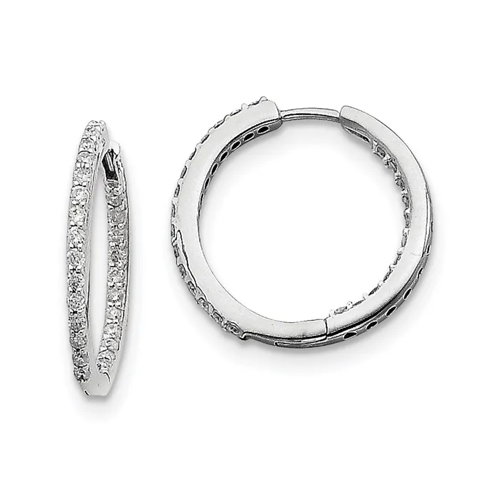 Goldia Earrings 14k White Gold Real Diamond Hoop Earrings