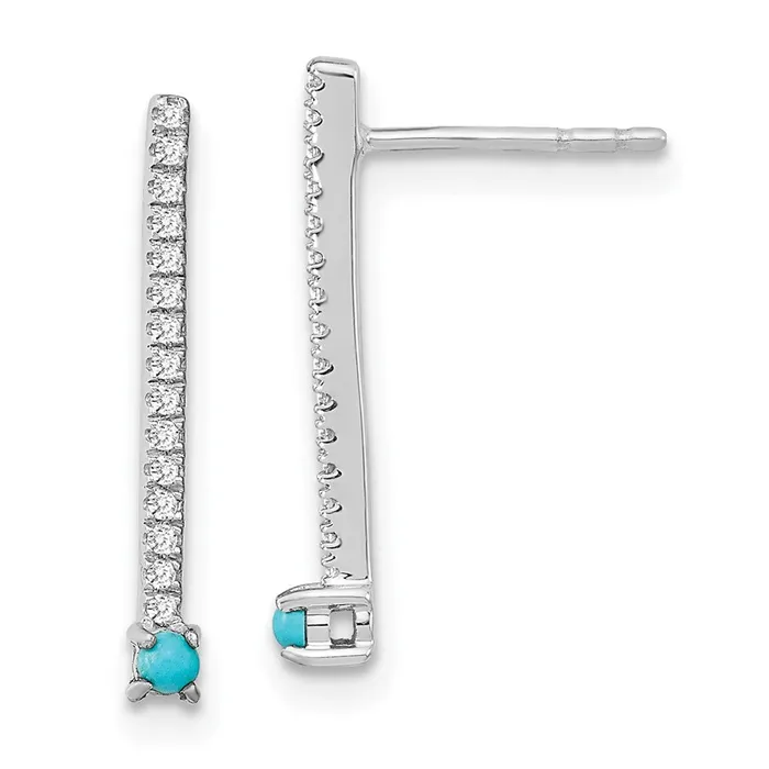 Goldia Earrings 14k White Gold Turquoise and White Topaz Earrings